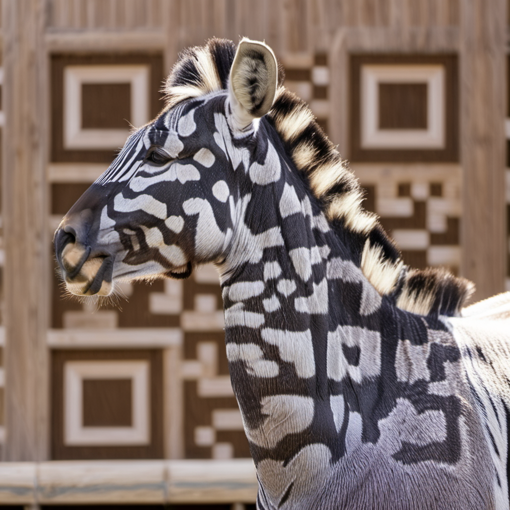 A QR code on the side of a zebra formed by its stripes